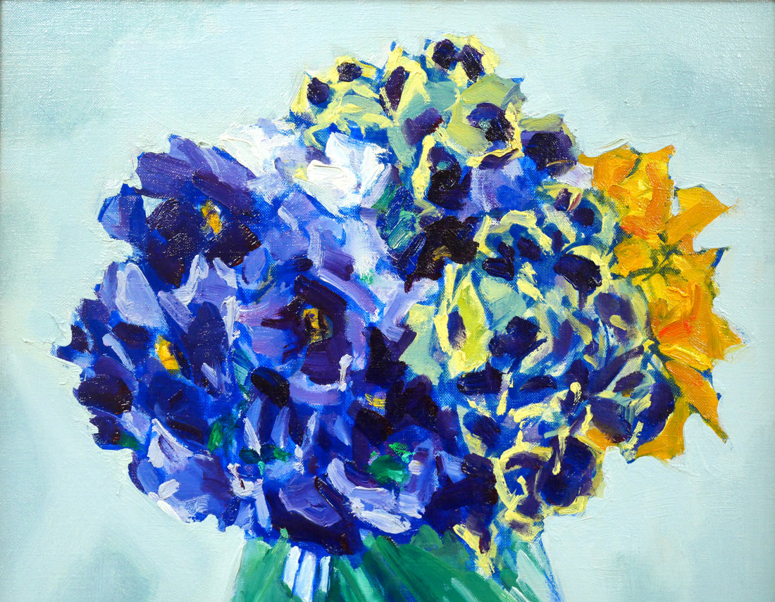 伊藤正「パンジー」油絵・F6号 拡大画像1