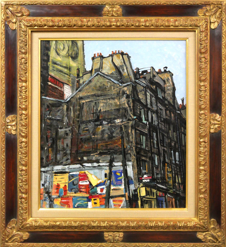 伊藤正「パリの家」油絵・F10号