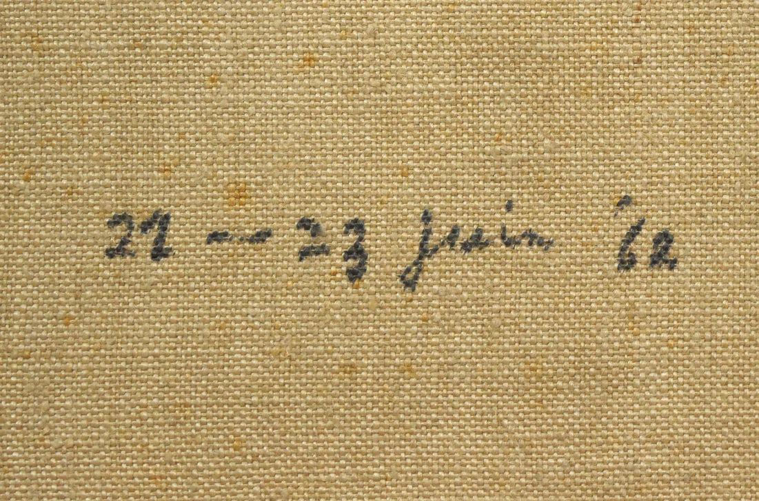 伊藤正「パリの家」油絵・F10号 裏書き拡大画像2