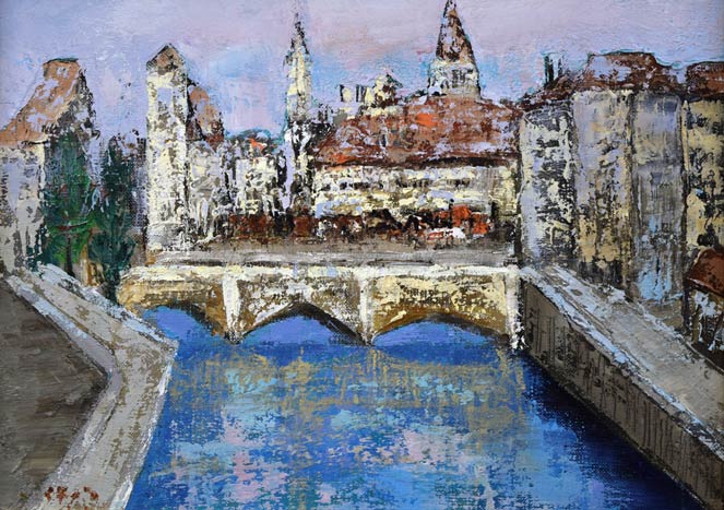 伊藤伊八「チューリッヒ(スイス)」油絵・F4号 作品全体拡大画像