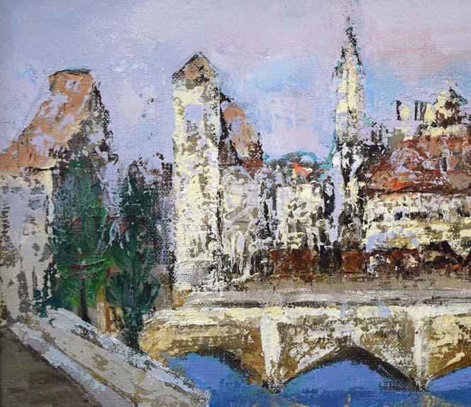 伊藤伊八「チューリッヒ(スイス)」油絵・F4号 拡大画像1