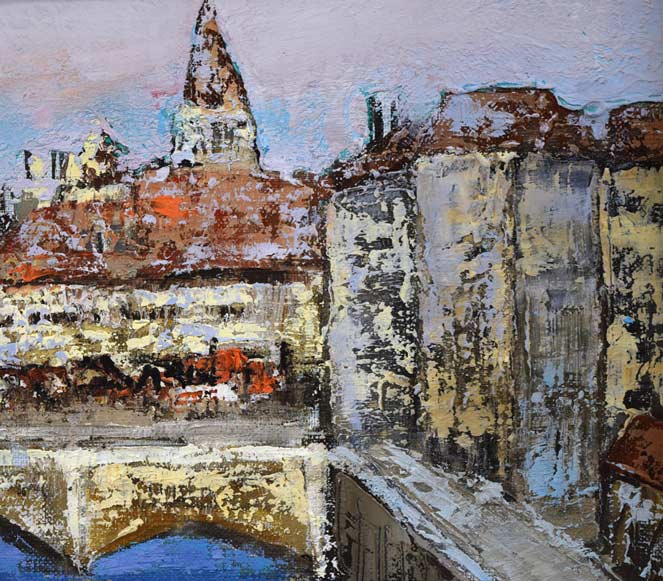 伊藤伊八「チューリッヒ(スイス)」油絵・F4号 拡大画像2