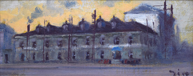 伊藤 仁「旧札幌中央郵便局」油絵・変形2号 作品全体拡大画像