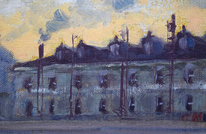 伊藤 仁「旧札幌中央郵便局」油絵・変形2号 拡大画像1