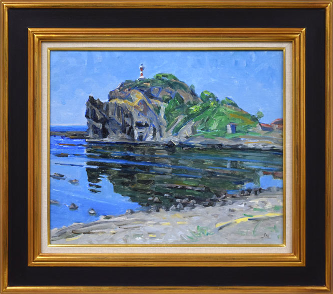 伊藤正「本目灯台(島牧)」油絵・F8号