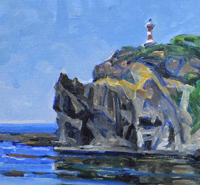 伊藤正「本目灯台(島牧)」油絵・F8号 拡大画像2