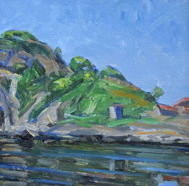 伊藤正「本目灯台(島牧)」油絵・F8号 拡大画像4