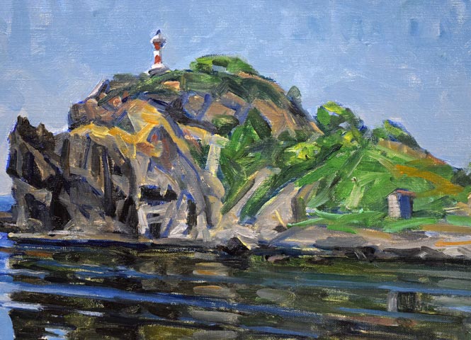 伊藤正「本目灯台(島牧)」油絵・F8号 拡大画像1
