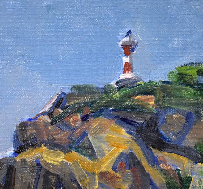 伊藤正「本目灯台(島牧)」油絵・F8号 拡大画像3