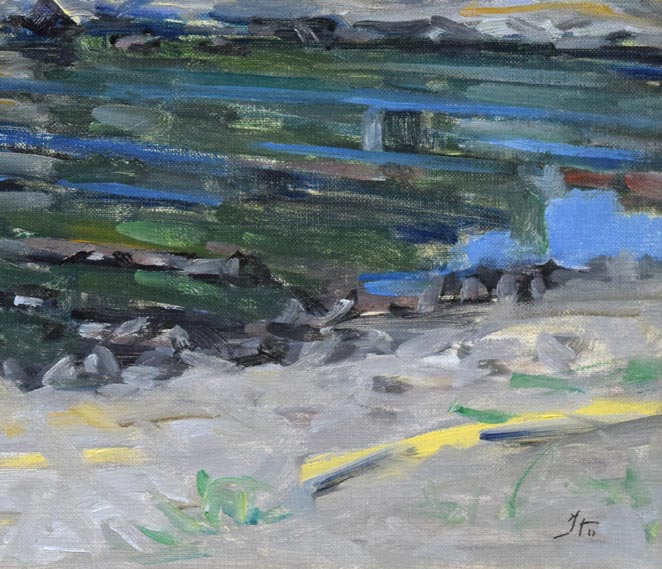 伊藤正「本目灯台(島牧)」油絵・F8号 拡大画像7