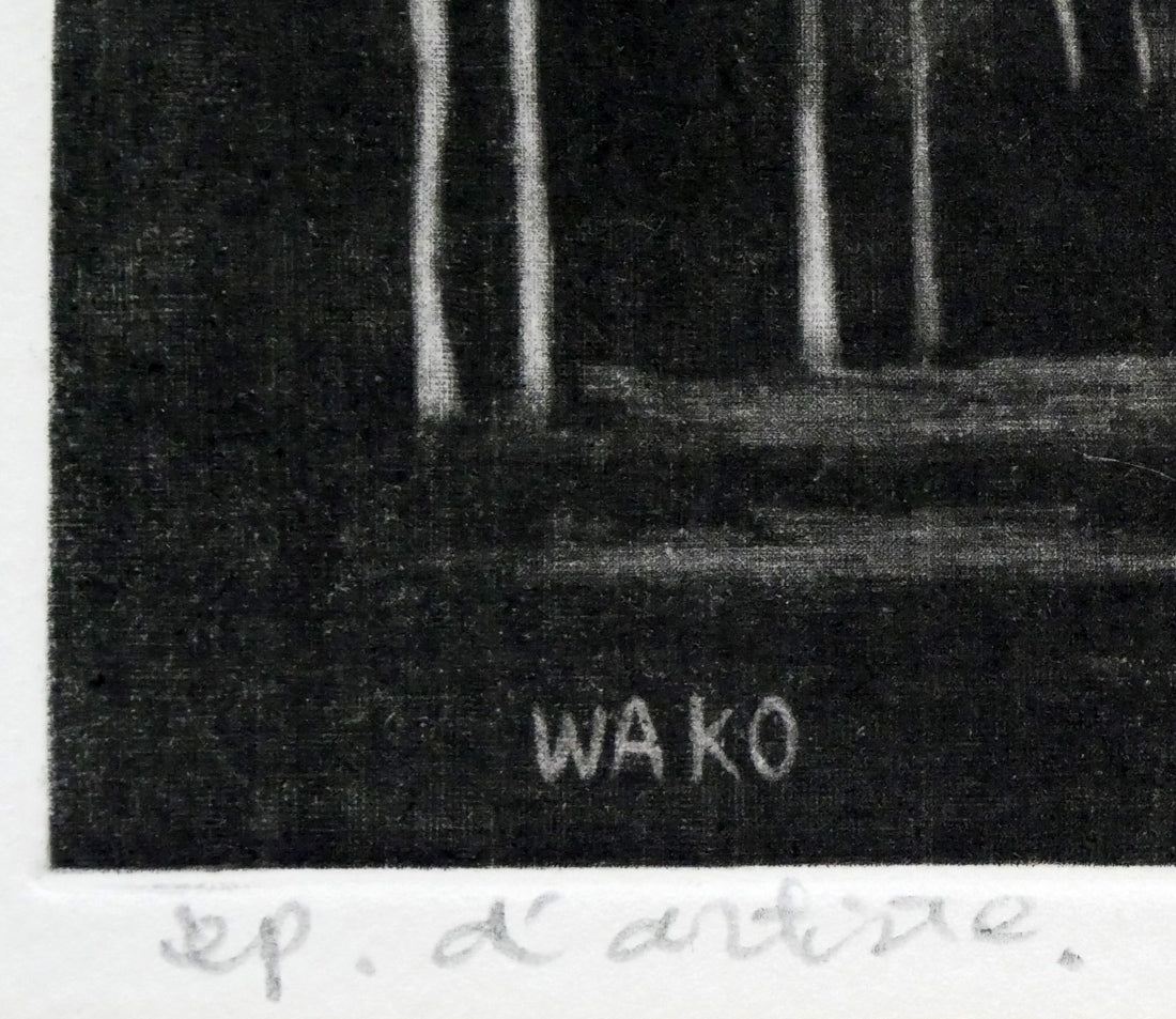 伊藤倭子「小樽高等商業学校(小樽商科大学)」銅版画 版上サイン、限定番号(ed,EA=作家保存版)