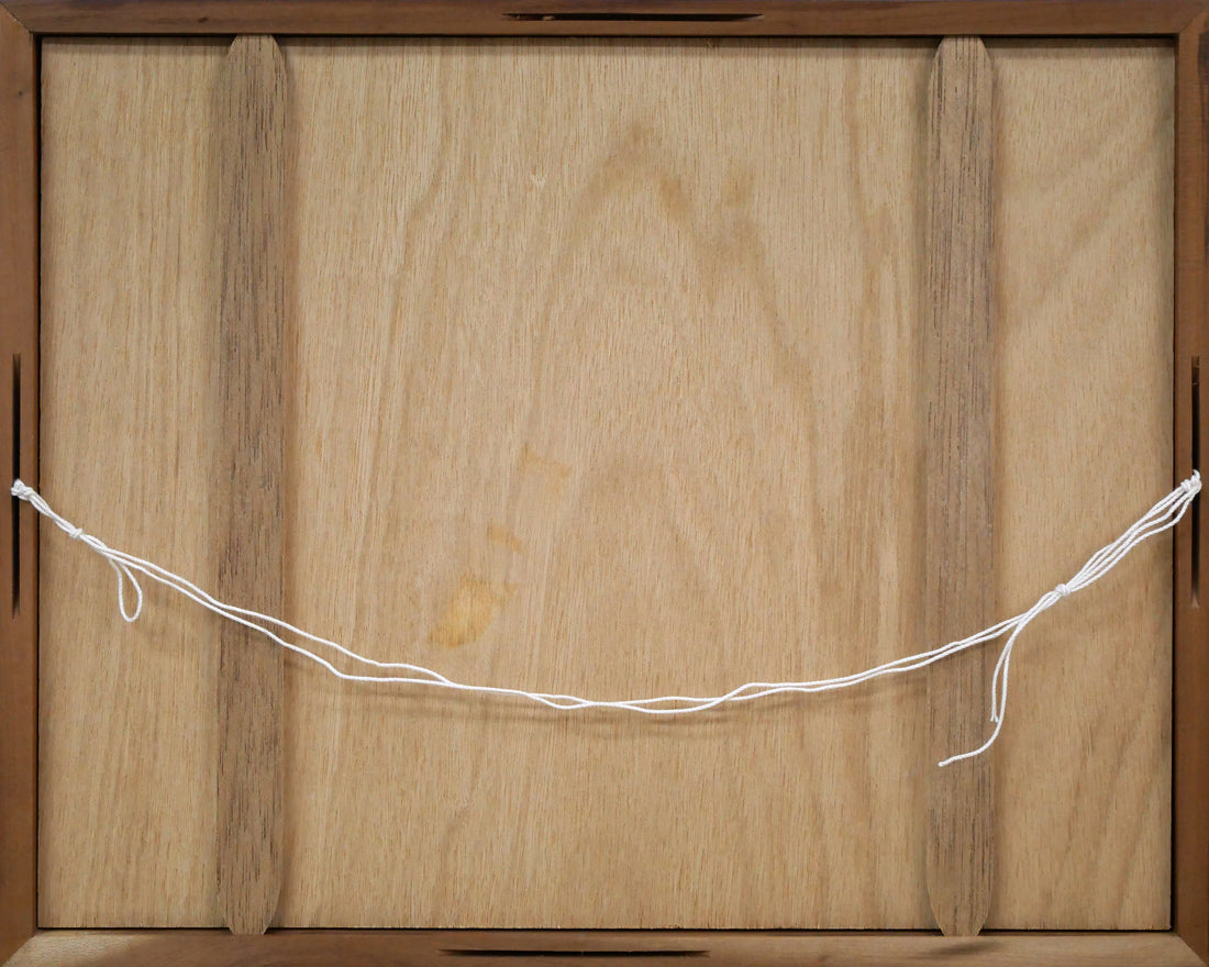 伊藤倭子「小樽高等商業学校(小樽商科大学)」銅版画 額縁裏側画像