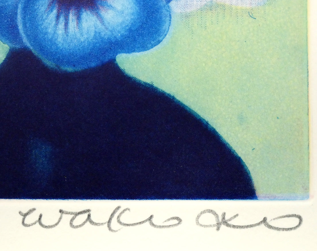 伊藤倭子「三色菫」銅版画 本人直筆鉛筆サイン