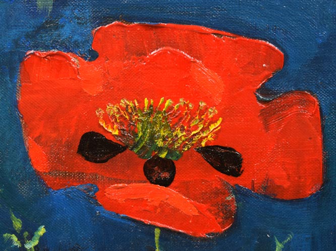 岩船修三「ひなげしの花」油絵・F4号 拡大画像3