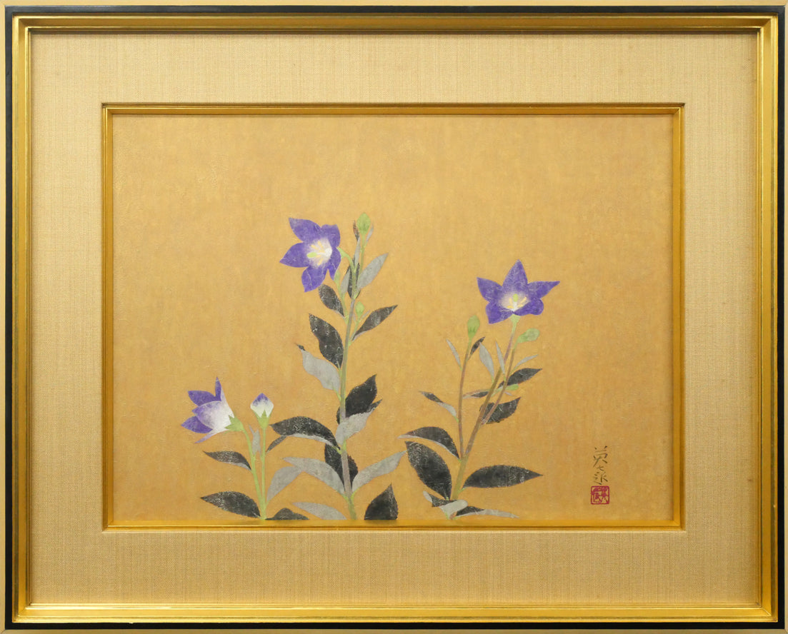 岩橋英遠「桔梗」日本画・10号大