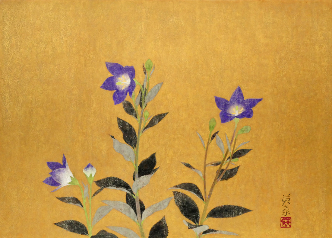 岩橋英遠「桔梗」日本画・10号大 作品全体画像