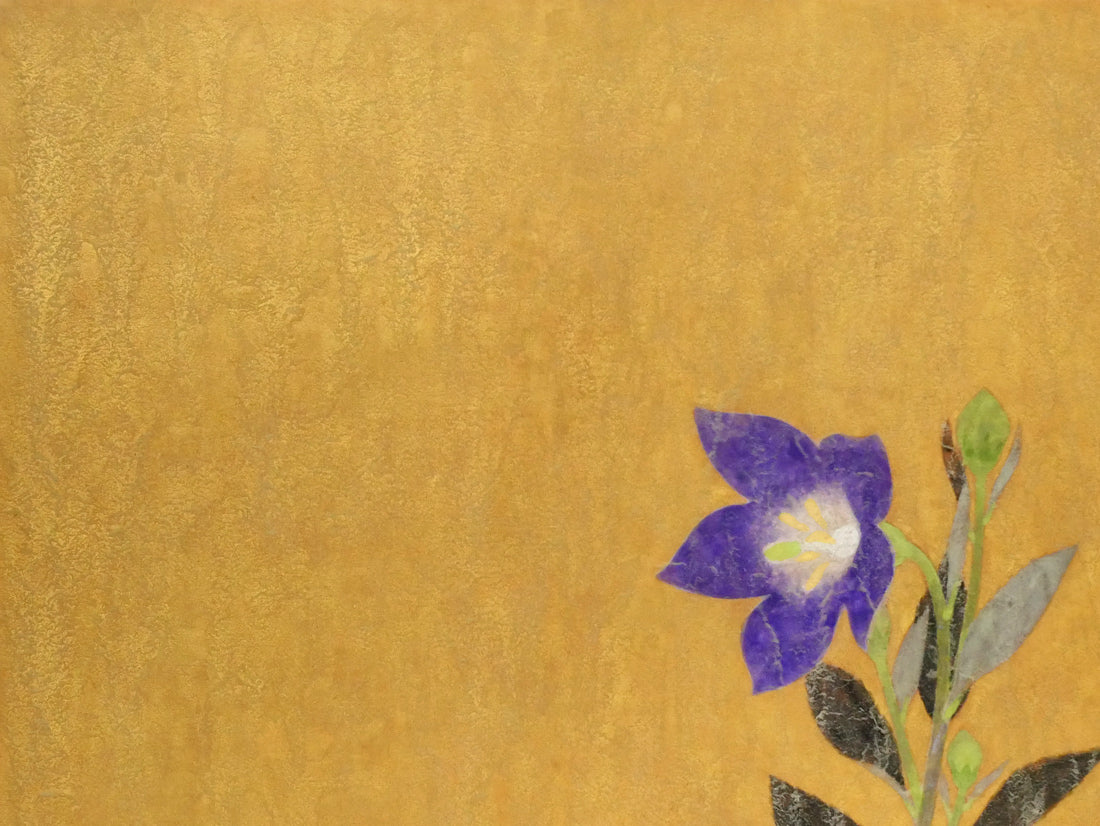 岩橋英遠「桔梗」日本画・10号大 拡大画像1