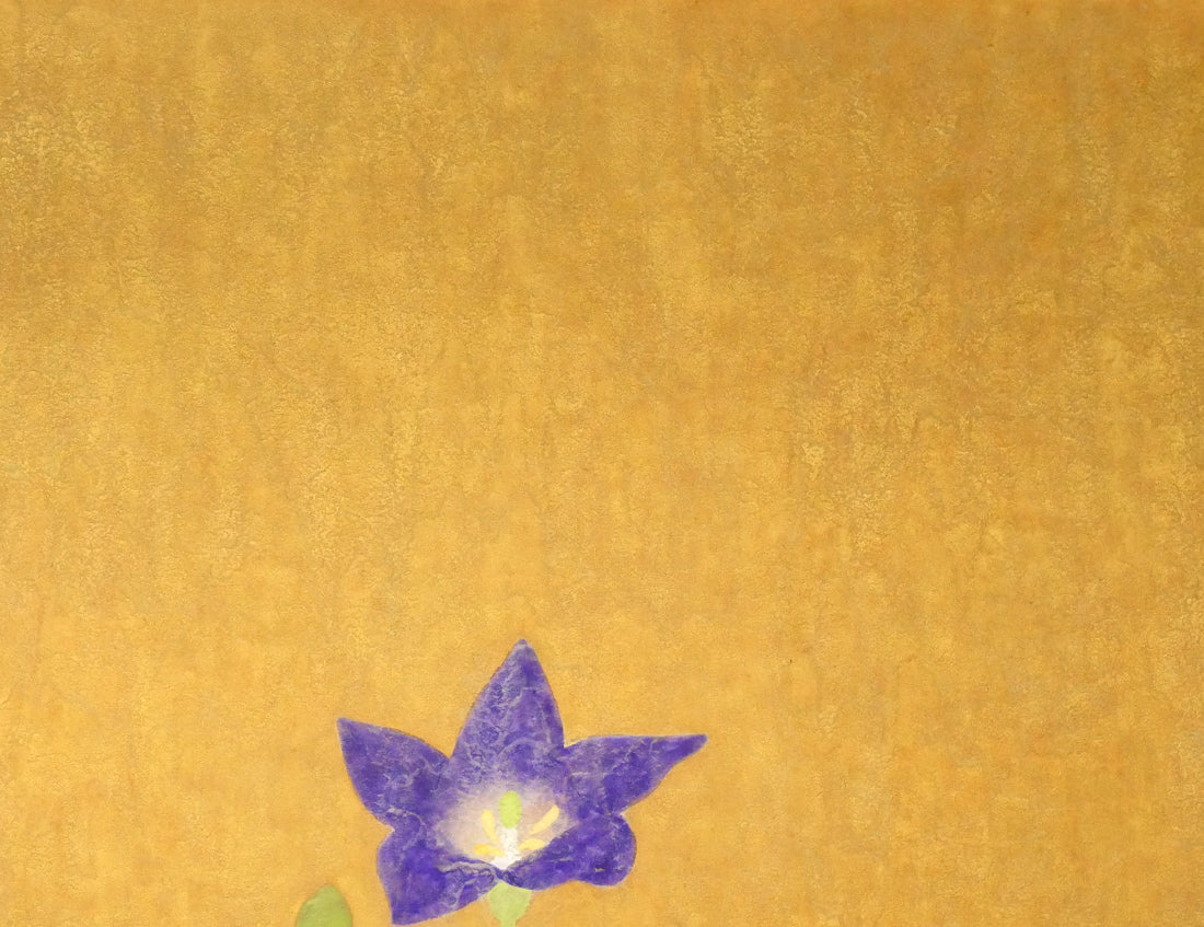 岩橋英遠「桔梗」日本画・10号大 拡大画像2