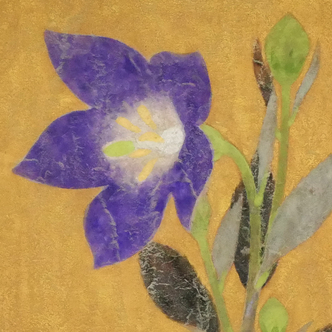 岩橋英遠「桔梗」日本画・10号大 拡大画像5