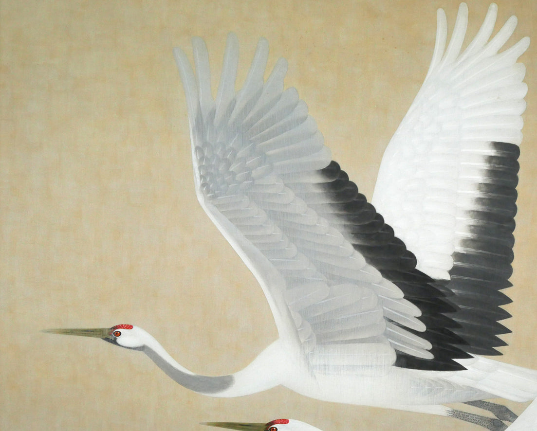 岩橋英遠「双鶴」日本画・10号大 拡大画像1