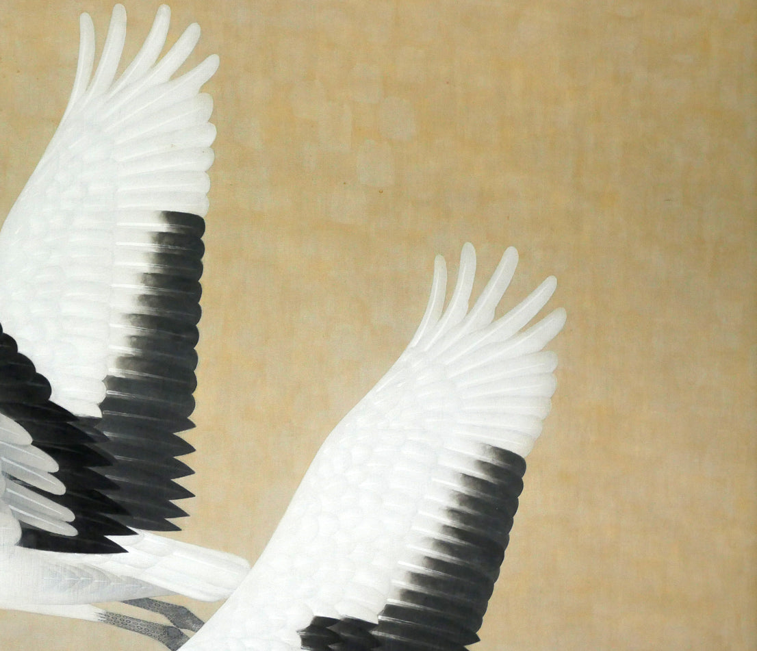 岩橋英遠「双鶴」日本画・10号大 拡大画像2