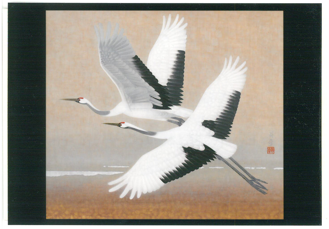 岩橋英遠「双鶴」日本画・10号大 東美鑑定評価機構 鑑定委員会 鑑定証書裏画像