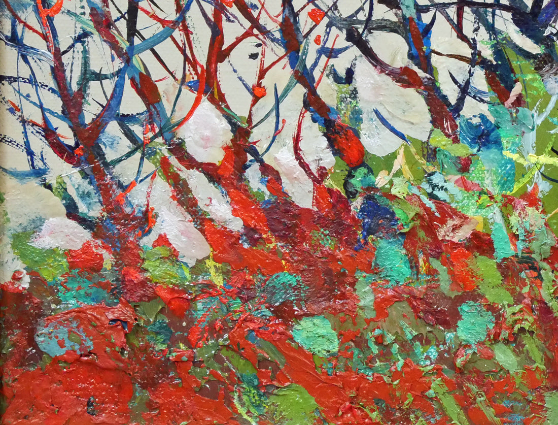 岩船修三「木立」油絵・F4号 拡大画像3