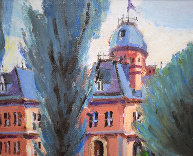 岩倉三喜生「道庁(銀額縁)」油絵・F4号 拡大画像2