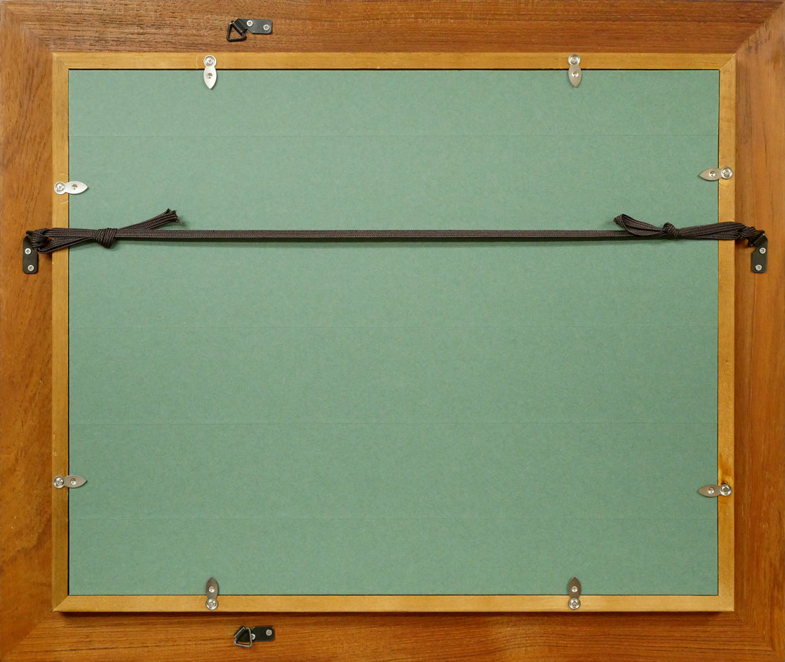 岩下正芙美「甲州民家」油絵・F6号 額縁裏側画像