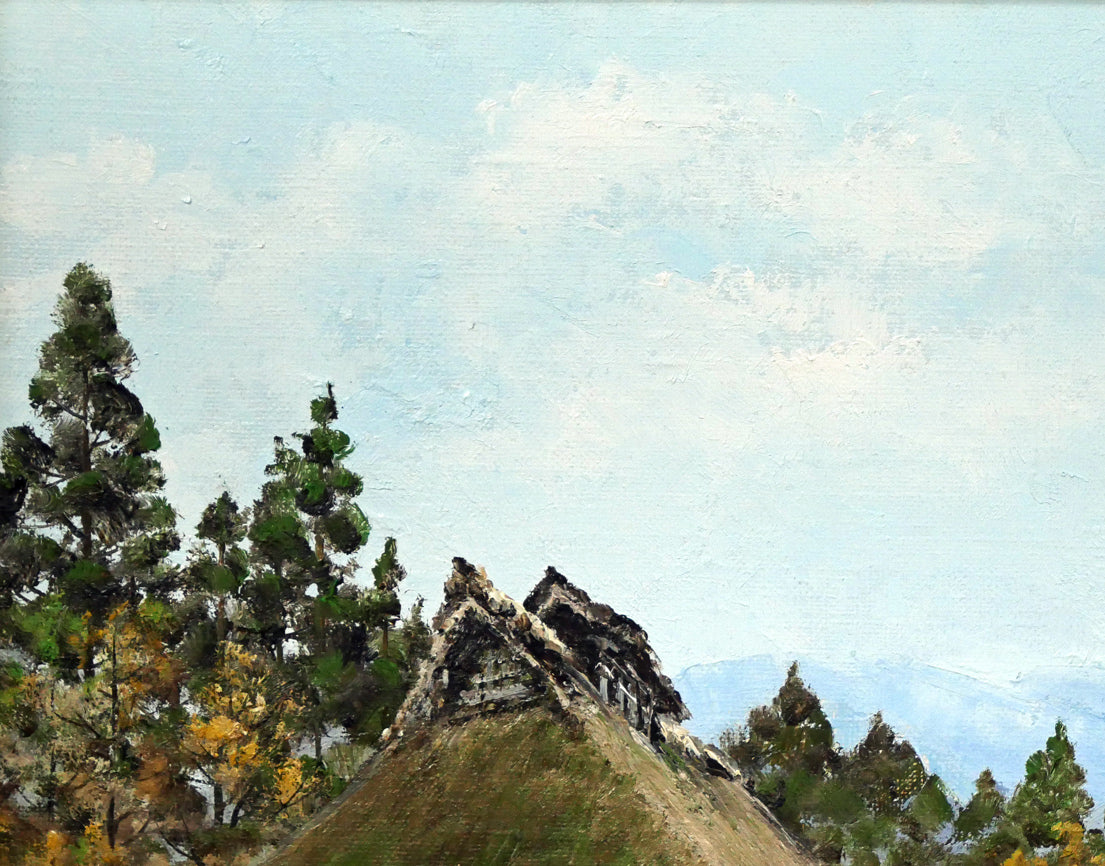 岩下正芙美「甲州民家」油絵・F6号 拡大画像1