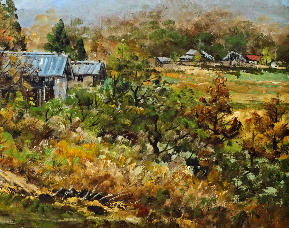 岩下正芙美「甲州民家」油絵・F6号 拡大画像4