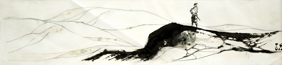 岩田専太郎「挿絵原画カット(横長)」水墨画・10号 作品全体画像