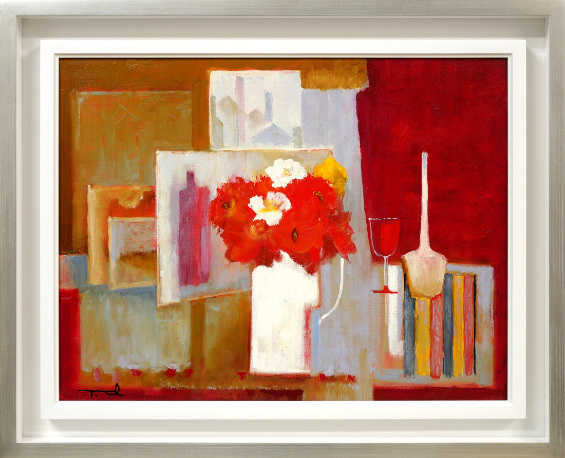 出雲丈嗣「画室の静物」油絵・F6号