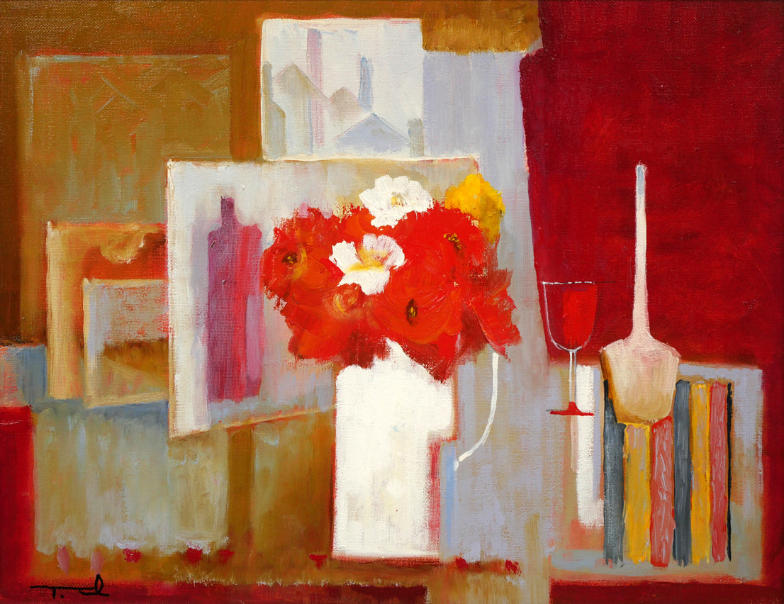 出雲丈嗣「画室の静物」油絵・F6号 作品全体拡大画像