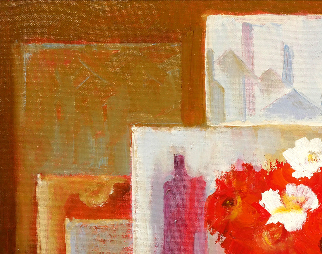 出雲丈嗣「画室の静物」油絵・F6号 拡大画像1