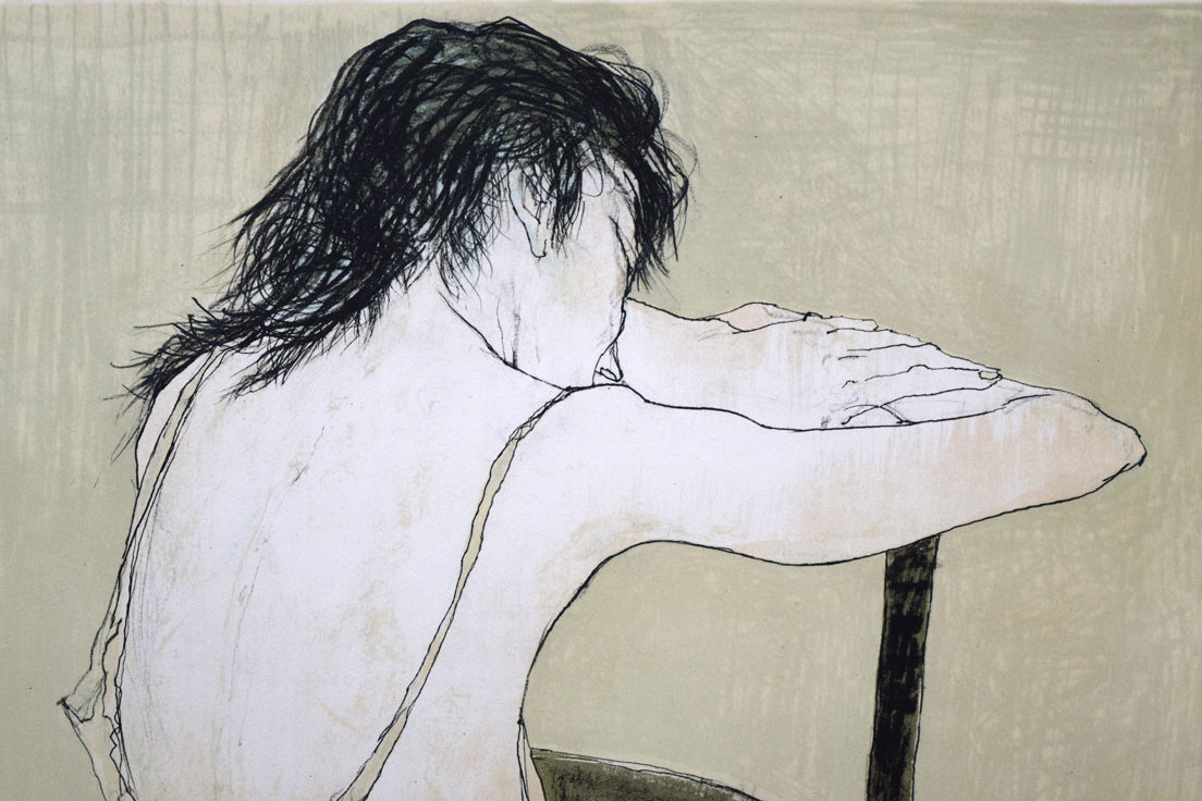 ジャン・ジャンセン(Jean Jansem)「バラ色のペチコートの少女」リトグラフ 拡大画像1