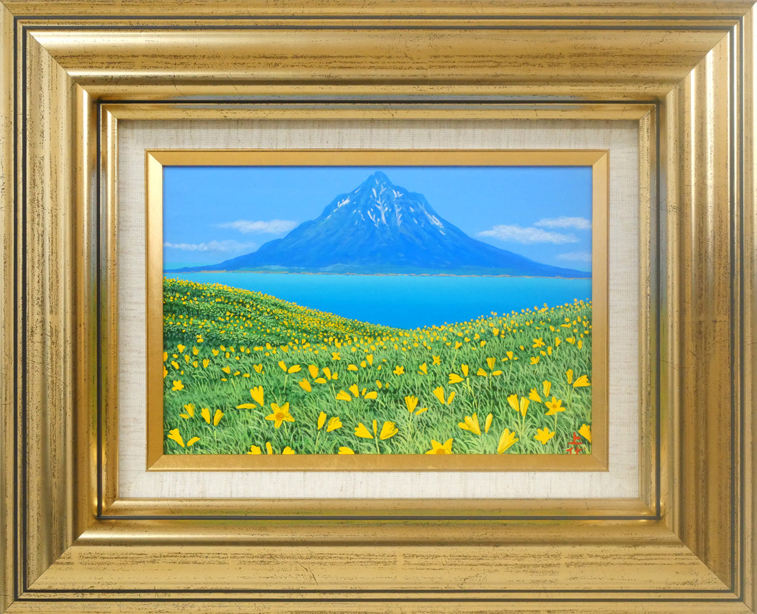 上代誠「利尻を望む」油絵・SM