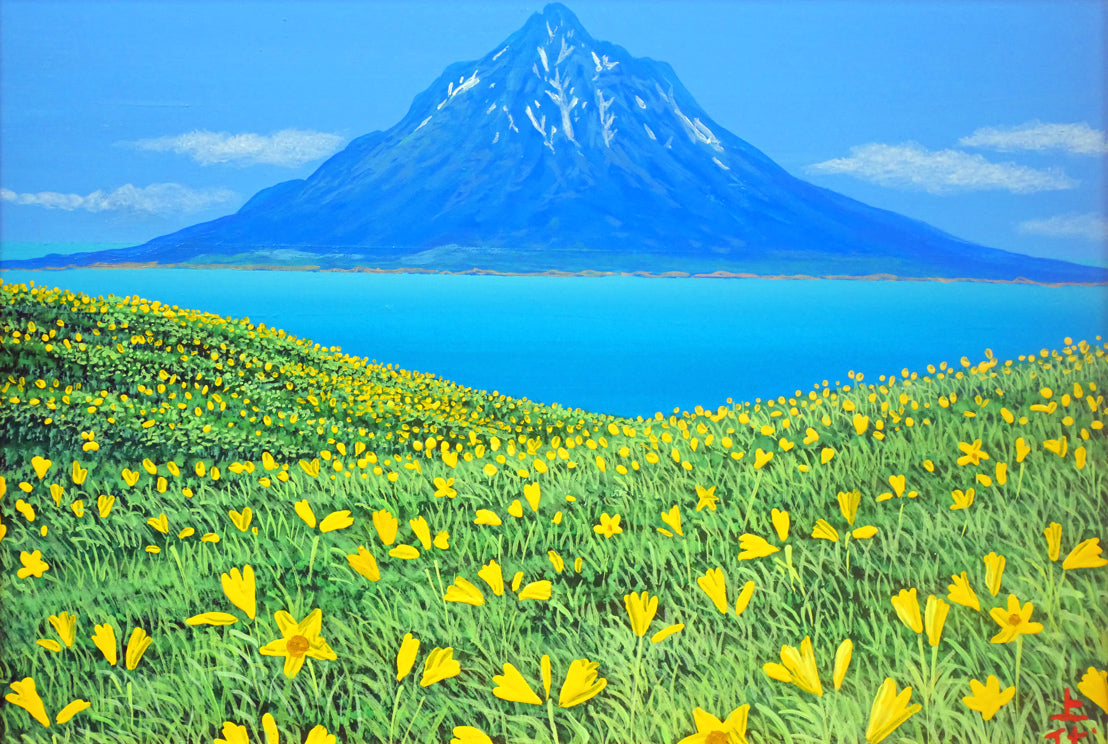 上代誠「利尻を望む」油絵・SM 作品全体画像