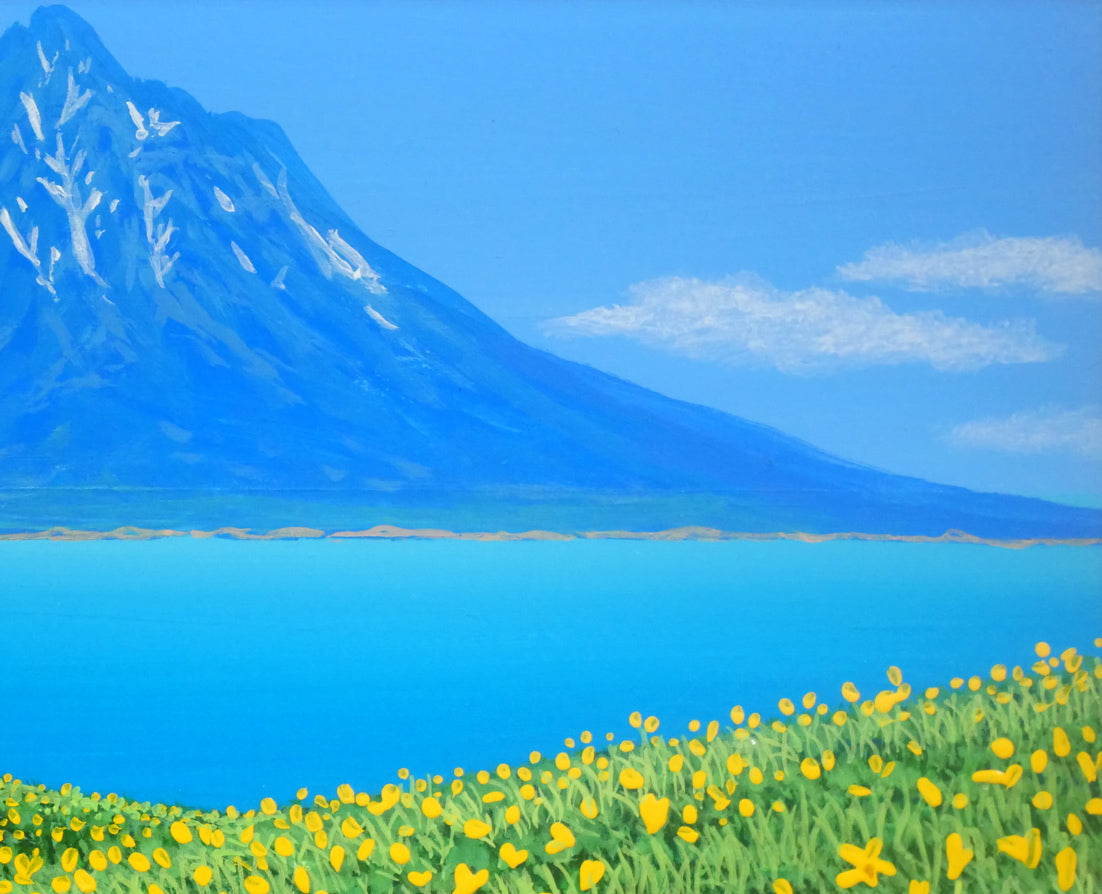 上代誠「利尻を望む」油絵・SM 拡大画像3