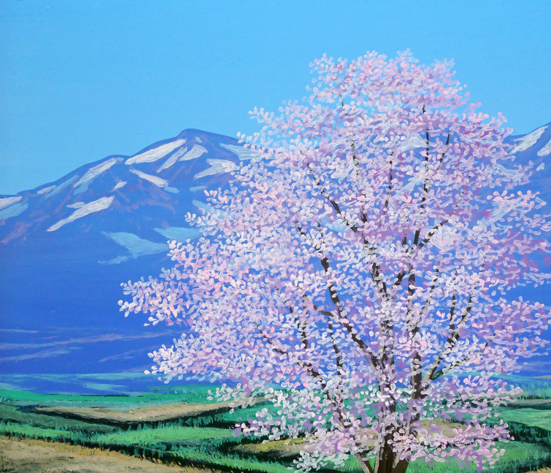 上代誠「桜」油絵・F3号 拡大画像1