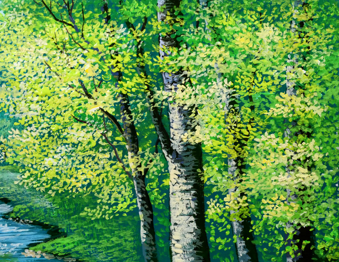 上代誠「せせらぎ」油絵・SM 拡大画像2