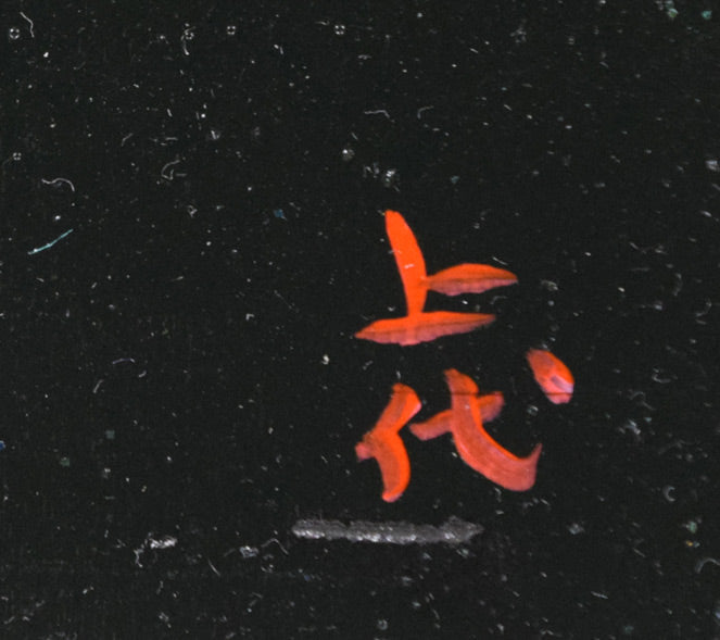 上代誠「ねこやなぎ」油絵・変形0号 サイン拡大画像