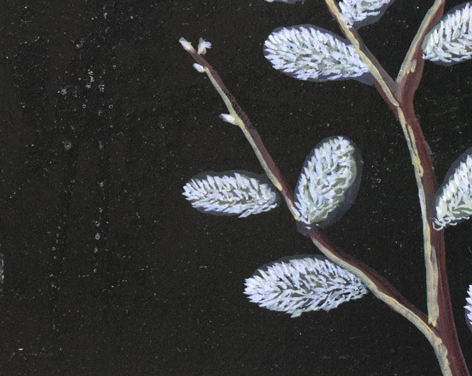 上代誠「ねこやなぎ」油絵・変形0号 拡大画像4