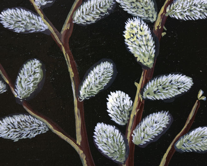 上代誠「ねこやなぎ」油絵・変形0号 拡大画像6