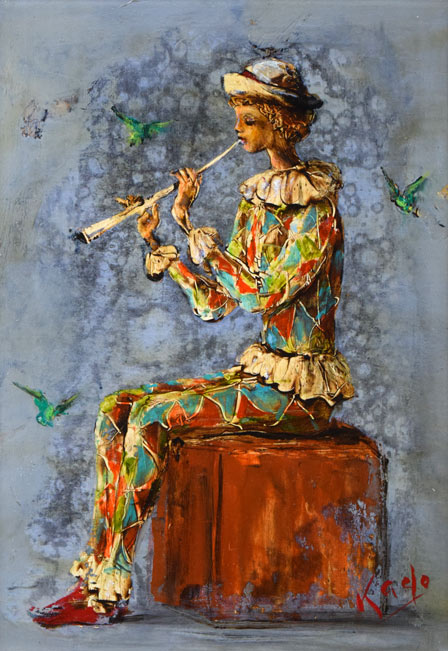 角浩「春を呼ぶ」油絵・SM 作品全体拡大画像