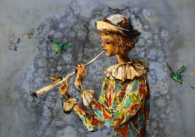 角浩「春を呼ぶ」油絵・SM 拡大画像1