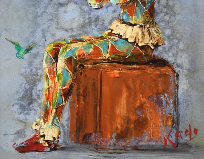 角浩「春を呼ぶ」油絵・SM 拡大画像2