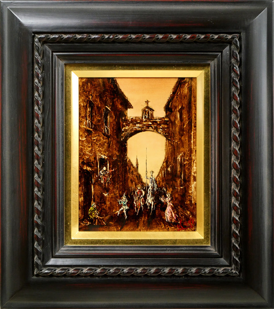 角浩「街へ来たドンキホーテ」油絵・F0号