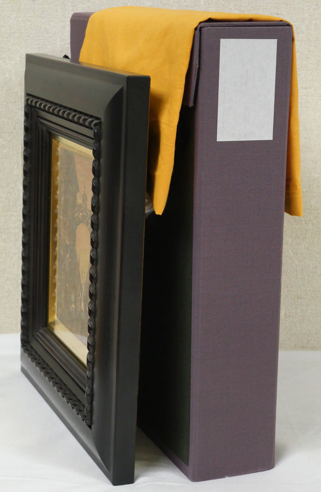 角浩「街へ来たドンキホーテ」油絵・F0号 付属品画像(黄袋、布タトウ箱付き)