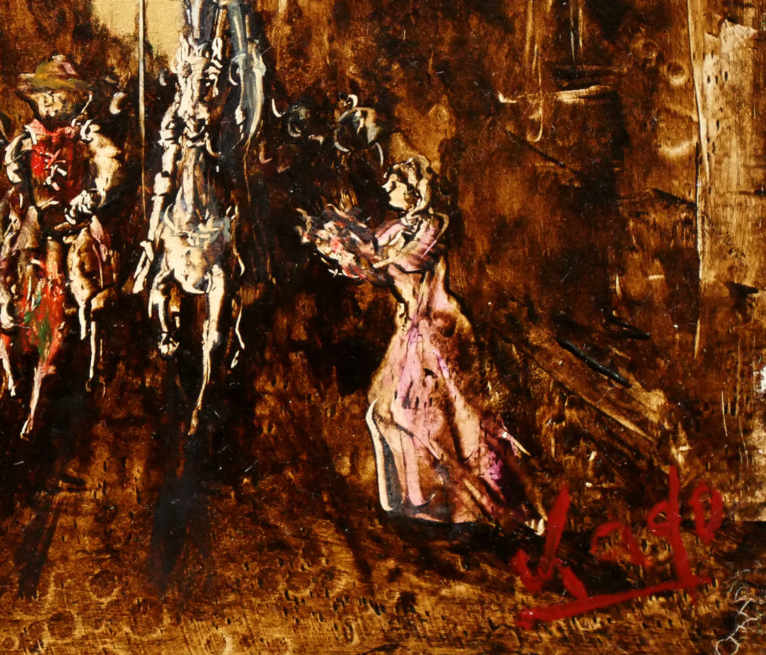 角浩「街へ来たドンキホーテ」油絵・F0号 拡大画像6